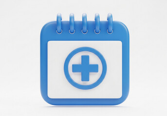 Obraz premium 3d blue calendar icon with medical cross symbol for health appointments and healthcare scheduling