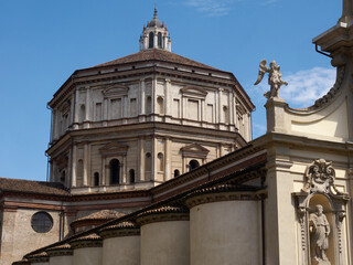 Exterior of the historic Santa Maria della Passione church in Milan, Italy