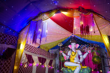 Ganesh idol decorated for ganesh chaturthi festival