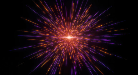 Fototapeta premium Explosive light streaks in abstract design pattern, abstract background. Explosive light streaks radiate vibrant colors from center of frame in this abstract background.