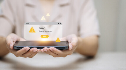 Mobile Error Alert Notification Warning on Smartphone Screen