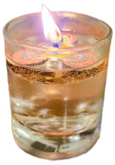 Decorative Gel Candle with Flame in Glass Cup