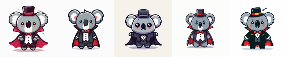 cute koala vector wearing a Dracula costume