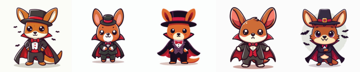 cute kangaroo vector in Dracula costume