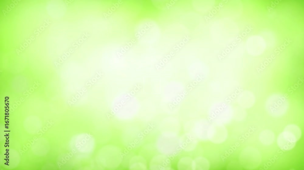 Aufkleber motion loop graphics of green nature particles bokeh float up abstract background. 4k 3d rendering s