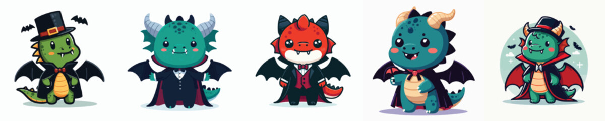 dragon vector in Dracula costume
