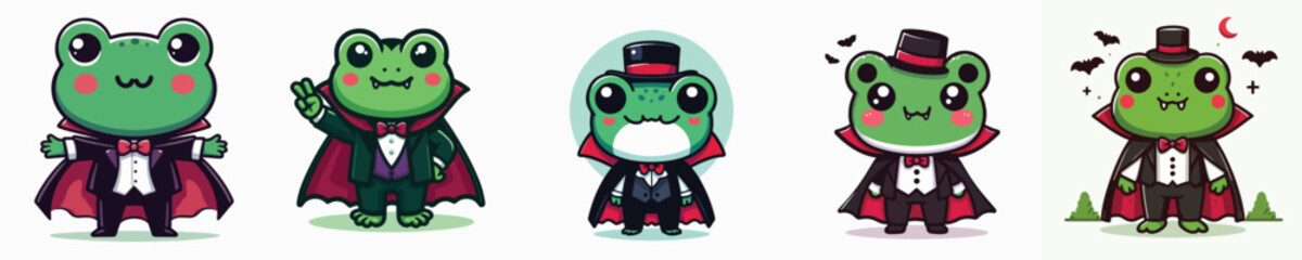 cute frog vector in Dracula costume