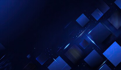 Elegant dark blue abstract background with geometric shapes and subtle glowing lines