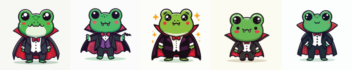 cute frog vector in Dracula costume