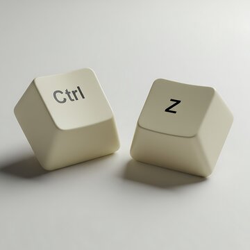Two computer keyboard keys ctrl and z representing the undo command isolated on a light background