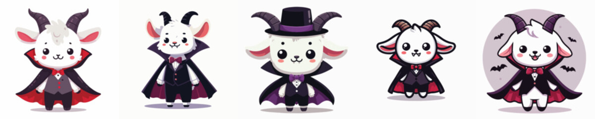 cute goat vector in Dracula costume