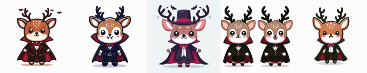 cute deer vector dressed as dracula