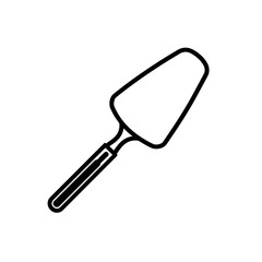 A simple line drawing of a cake server with a handle isolated on a white background illustration art
