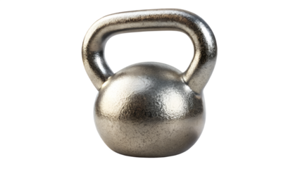 A single metal kettlebell isolated on transparent background, a versatile fitness equipment for strength training and full body workouts