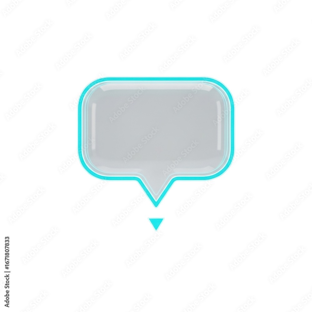 Fototapete sleek, digitally rendered communication bubble, futuristic ui element with soft cyan glow & transluc