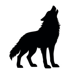 Wild wolf silhouette vector, animal wildlife predator icon isolated illustration