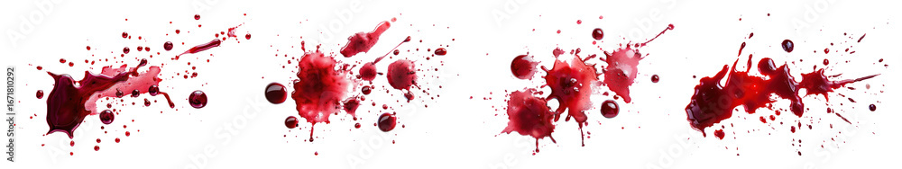 Poster png red splatter artistic texture, element set on transparent background