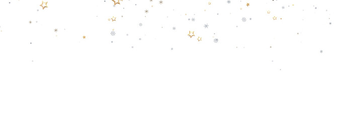Beautiful winter holiday background with gold and silver stars and snowflakes. Perfect for Christmas cards and invitatio