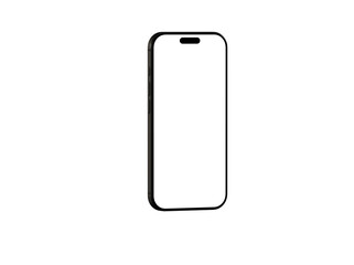 Clean image of a black smartphone with blank screen, perfect for app presentations or website mockups.  Isolated on white background.