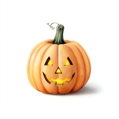 Fototapeta premium Spooky pumpkin: A classic and festive Halloween symbol, a glowing jack-o'-lantern, carved with a smiling face, perfectly embodies the spirit of spooky celebration. 