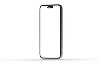 High-quality image of a modern smartphone with a blank screen, ideal for app presentations or website mockups. Isolated on white background.