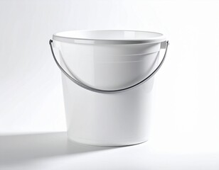 Shiny metal bucket isolated close up household utility container