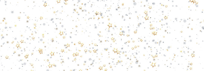 Festive background with gold and silver stars. Perfect for winter holidays and celebrations.