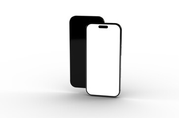 High-quality mockup of two black smartphones with blank screens. Perfect for app presentations or website designs.