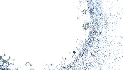 Sparkling silver stars and glitter on white. Perfect for cards, invitations, and festive designs.