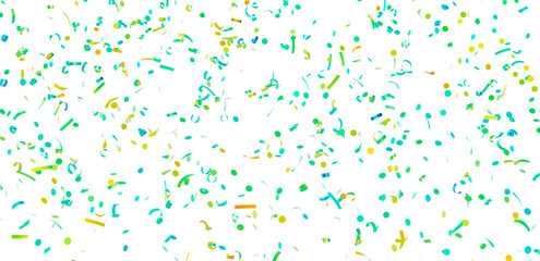 High-resolution image of colorful confetti falling on a white background, perfect for celebration designs.