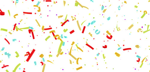 Celebrate with this festive image of colorful confetti falling against a clean white backdrop. Perfect for party invitations, banners, and more