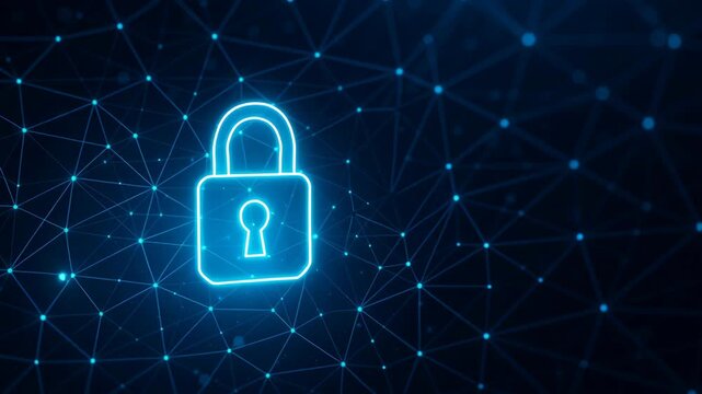 Patient data privacy protection with secure digital lock symbol, glowing network background, and security focused digital lock - Powered by Adobe