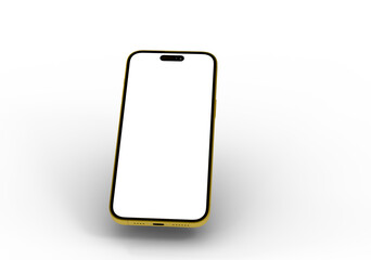 High-quality image of a golden smartphone with a blank screen, perfect for app presentations or...