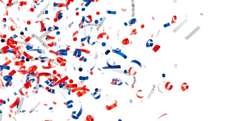 Download this festive image of red, white, and blue confetti, perfect for celebratory designs.