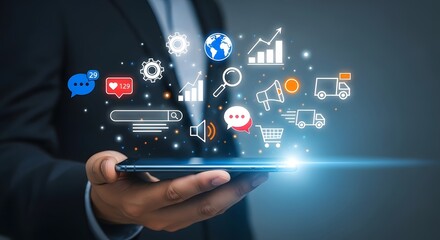 Fototapeta premium Unlocking digital marketing success: a strategic approach to online growth and engagement today
