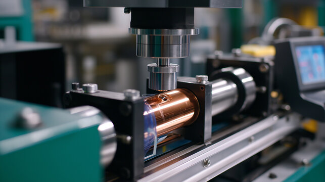 A gravure printing cylinder preparation facility shows a machine precisely engraving the packaging artwork onto a large copper cylinder. This is a key step in high volume flexible