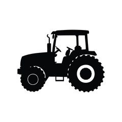Silhouette of a tractor showcasing agricultural machinery and farm equipment, tractor silhouette vector illustration