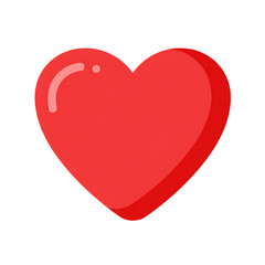 Red heart on white background symbolizing love and romance