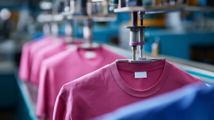 A modern screen printing facility uses automated squeegee systems to produce promotional textiles like t shirts. The traditional textile decoration method has been adapted for