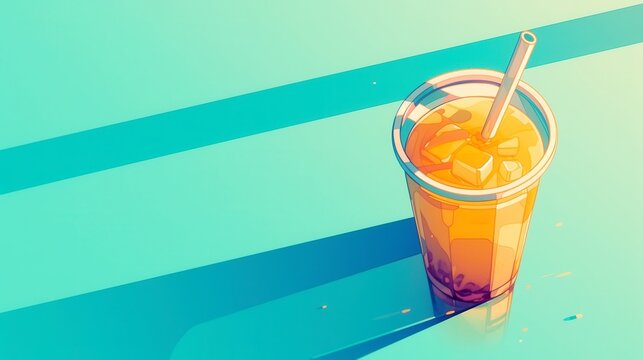 Refreshing drink in vibrant glass, colorful orange beverage with ice, perfect for summer vibes and casual gatherings.