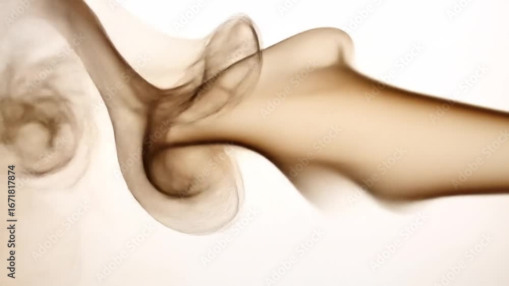 Poster abstract brown smoke flowing gracefully on white backdrop creates a dynamic and ethereal visual with