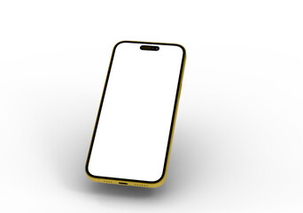 High-quality photo of a gold smartphone with a blank screen, perfect for app presentations or website designs.