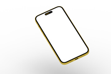 High-quality photo of a yellow smartphone with a blank screen, perfect for app presentations or website mockups.