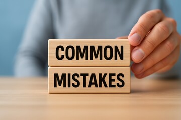 Examining Common Mistakes on Wooden Blocks Explores important concepts in business, learning, or project management with a focus on error prevention and strategy.