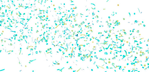 Festive confetti background featuring teal and gold pieces. Perfect for celebrations, parties, and events.
