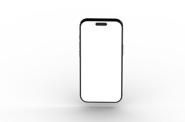 High-quality photo of a black smartphone with a blank screen, perfect for app presentations or website mockups.  Clean and modern design.