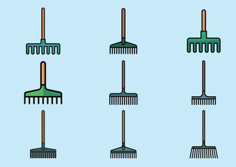 Naklejka premium Rake icon, Rake vector Set