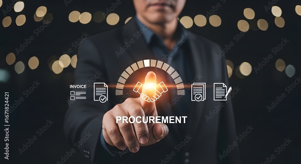 Poster procurement process automation and digital transformation for business efficiency and supply chain