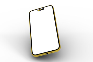 High-quality image of a gold smartphone with a blank screen, perfect for app presentations or website mockups.
