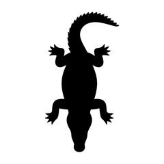 Alligator Silhouette Vector Illustration , Animal Silhouette Element